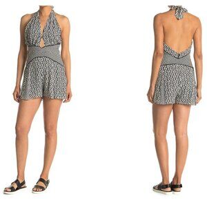 REISS Mali-Mono Mixed Halter Neck Romper